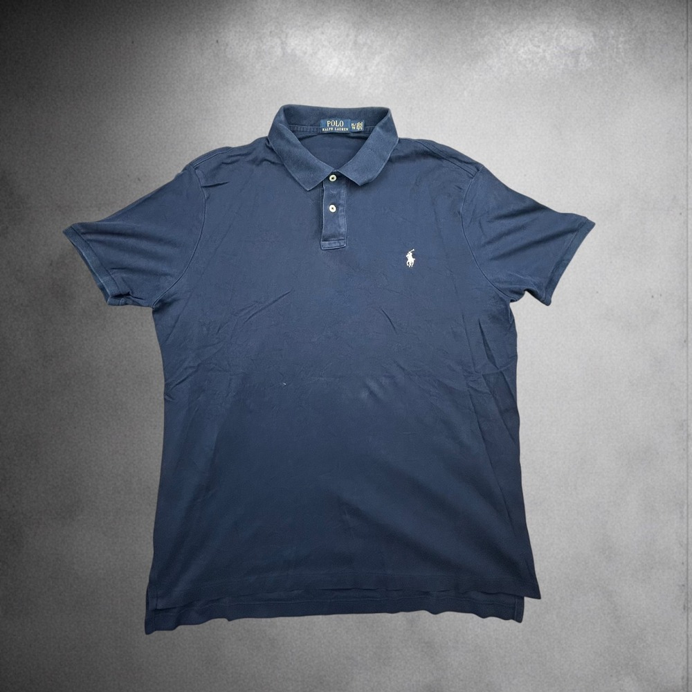 Polo Ralph Lauren Navy Blue Short Sleeve Polo Shirt Mens XL Y2K Streetwear
